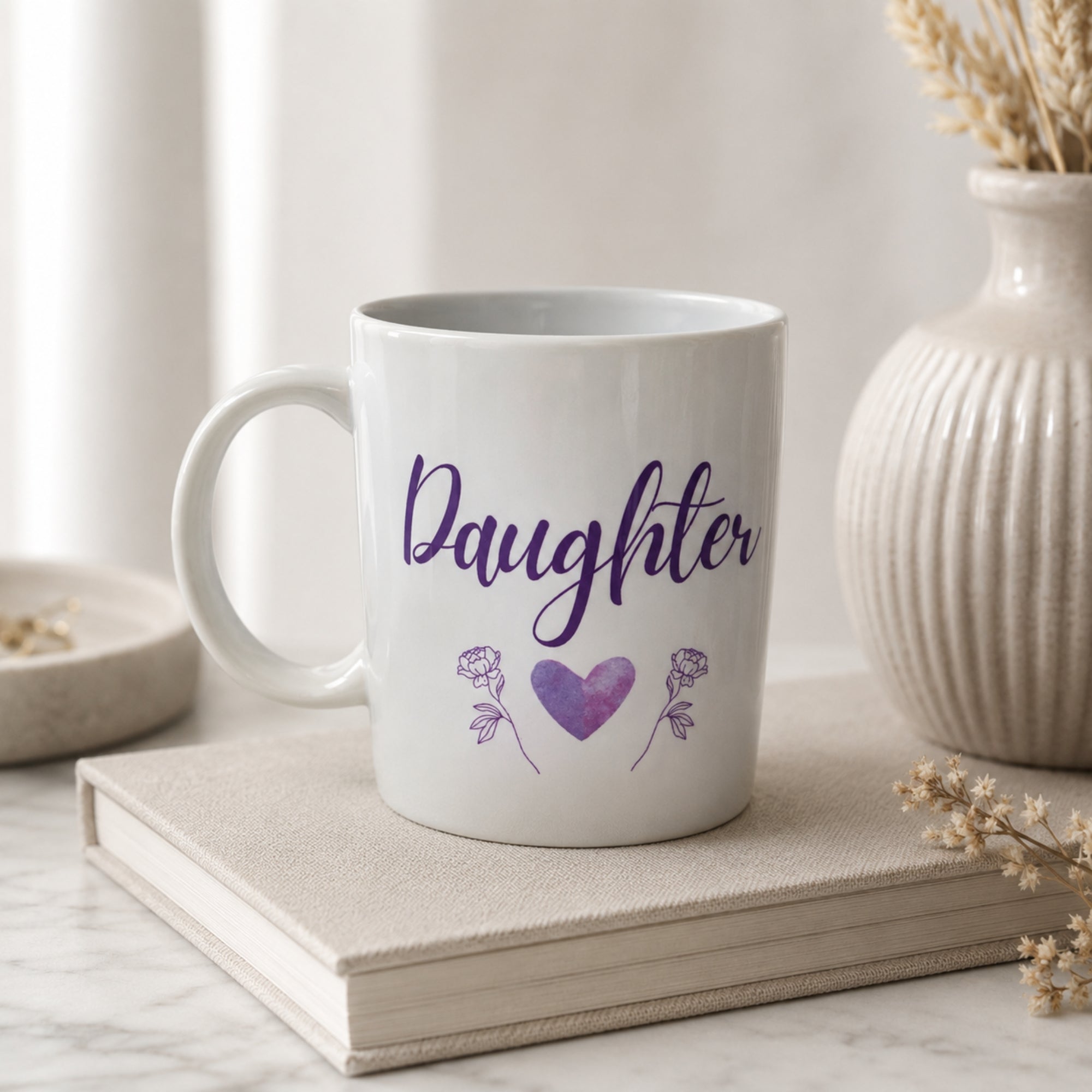 Daughter Purple Heart Ceramic Mug & Tea Gift Treat Box - Mug