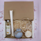 Blue Pastel Reed Diffuser Gift Set With Reeds & Plate - Lime Basil & Mandarin  Fragrance