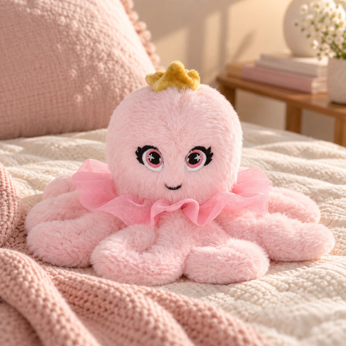 Pink Fluffy Octopus Plush Toy