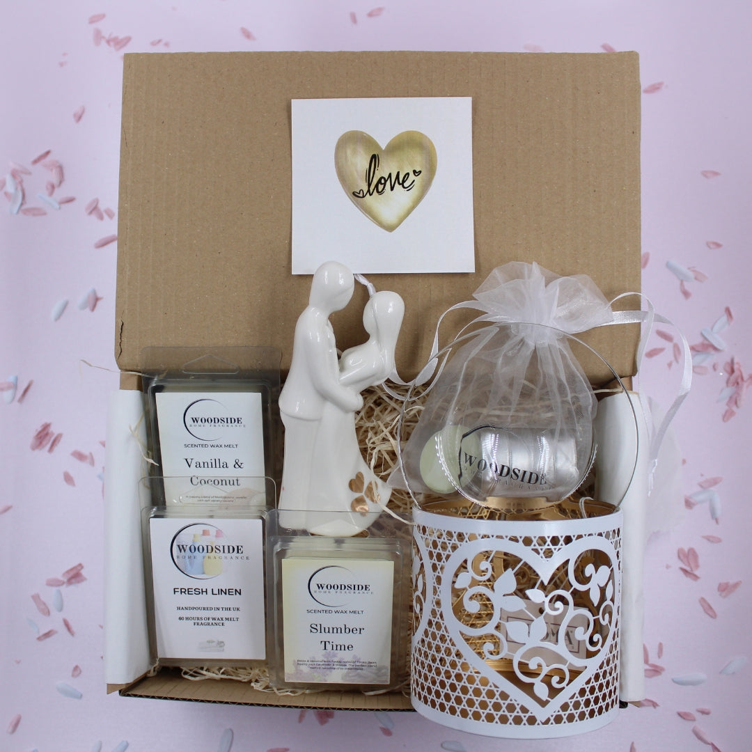 Love White & Gold Wedding Anniversary Fragrance Gift Box Treat Box	