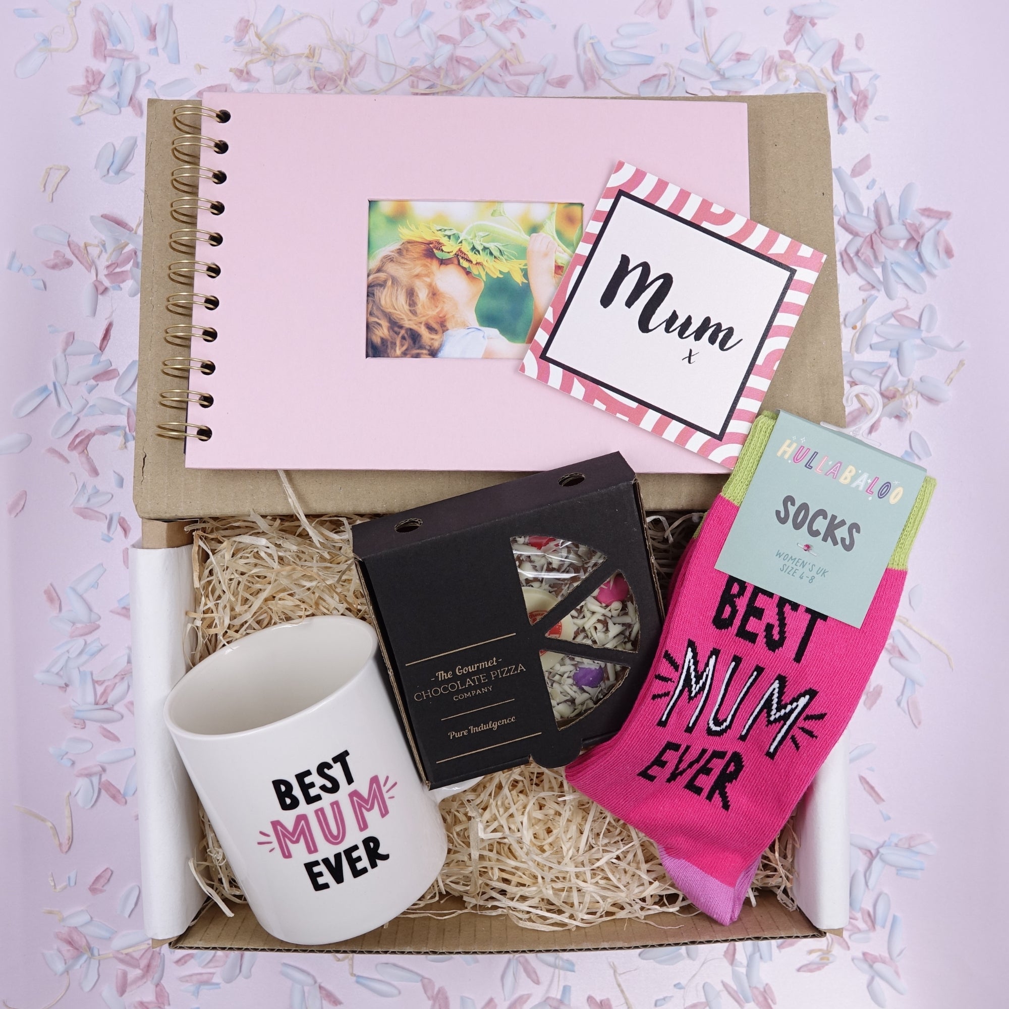 Mum - Mug Socks Chocolate Pizza & Photo Album Treat Gift Box
