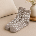 Latte Animal Print Fluffy Socks