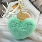 Mint Green Fluffy Heart Keyring