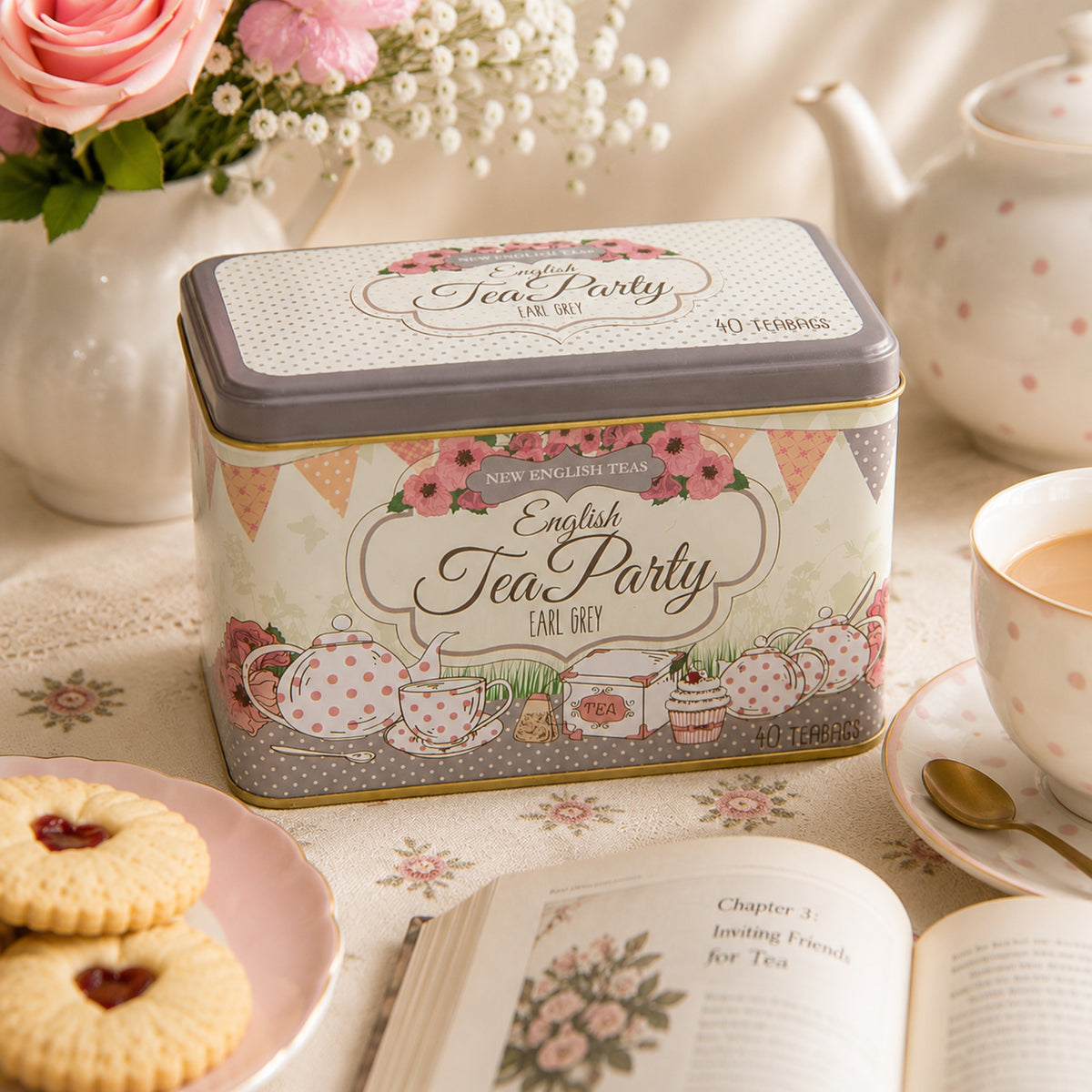 Grandmother Cosy Tea Party Grey Gift Set Box