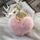 Pink Fluffy Heart Keyring